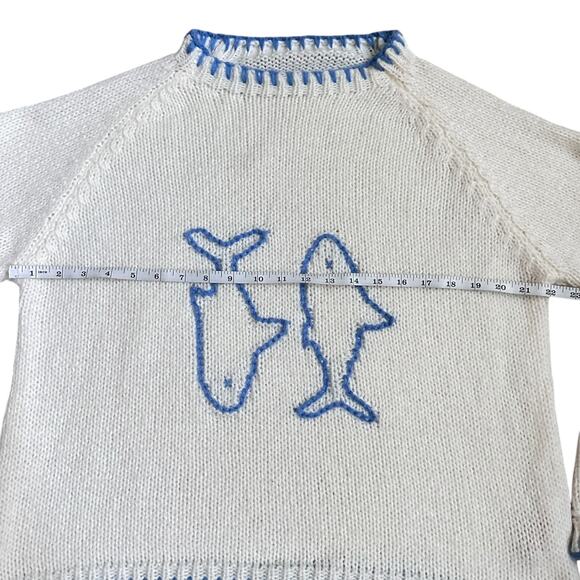 Forever 21 White Blue Whale Embroidered Knit Sweater Women’s M EU 38 US 6 - Picture 7 of 8